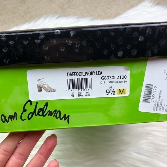 New Sam Edelman Daffodil Heeled Sandals in Reptile Embossed Modern Ivory - Picture 10 of 15